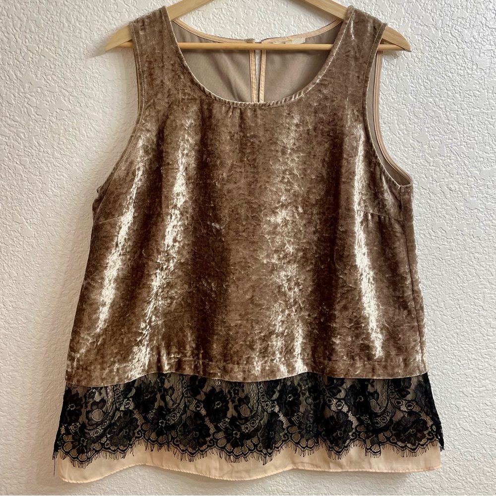 Mystree Velvet and Lace Tank Blouse L